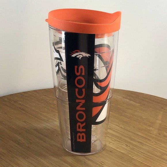 Tervis Tumbler NFL Denver Broncos 24 oz Colossal Wrap Clear Tumbler & Orange Lid - Picture 1 of 10